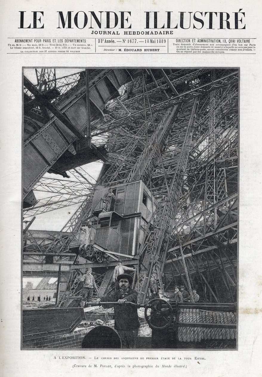 World Fair in Paris 1889 -The lifts path on the first floor of the Eiffel Tower - L