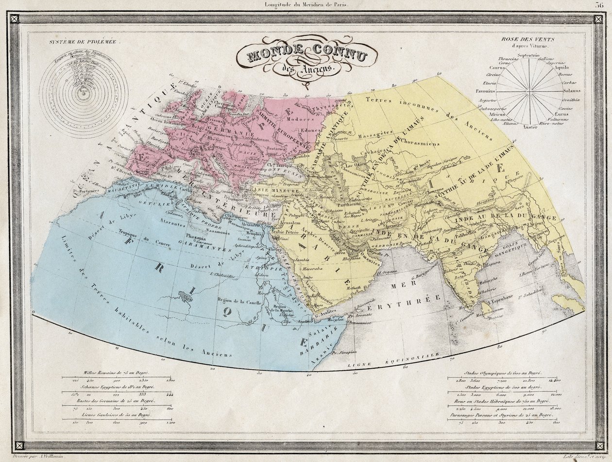 Verdenskjent av de gamle - Plate hentet fra "Universal Atlas of Ancient and Modern Geography for the Use of Residential Schools" av Vuillemin - ca. 1845 av French School