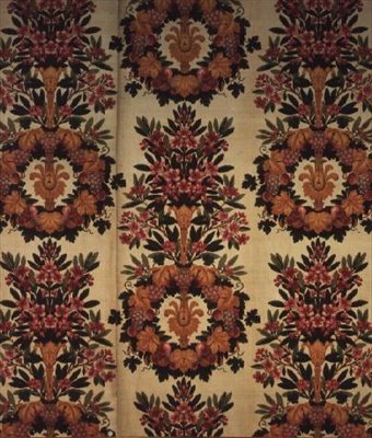 Kranser av blomster og laurbærgrener, Atelier de Lyon, Maison Grand Freres, 1811 (brodert fløyel) av French School