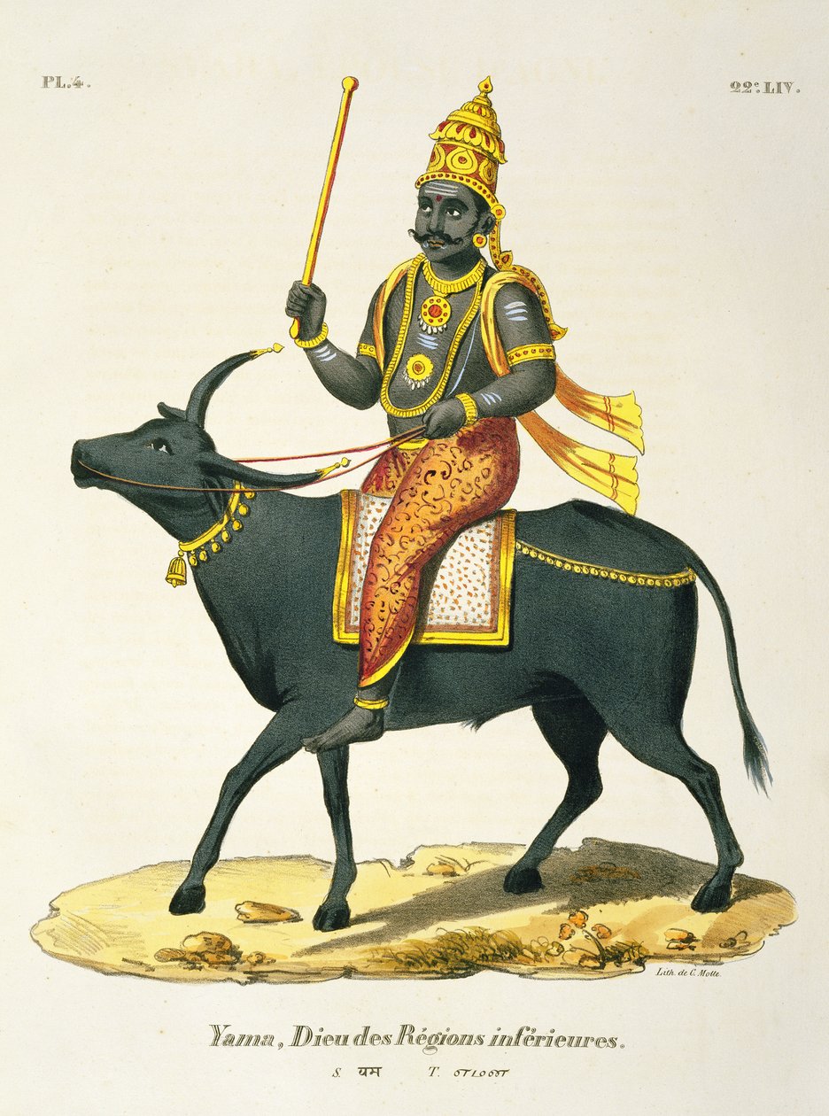 Yama, Gud for den usynlige verden, gravert av C. de Motte (1785-1836) av French School