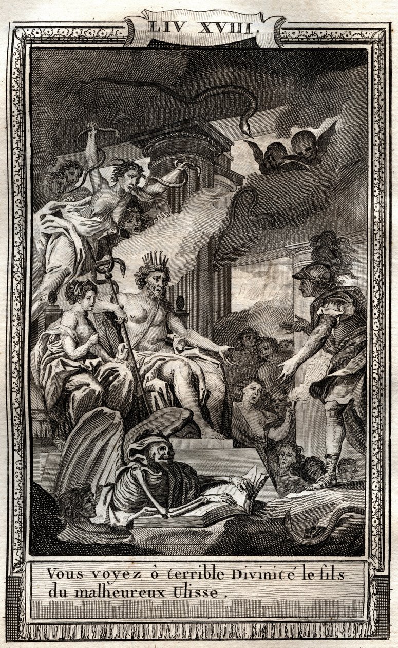 Du ser o forferdelige guddommelige sønnen til den onde Ulisse - gravering av 1798 av Monnet i "Les Aventures de Telemaque, fils d'Ulysses" (Telemachos eventyr) av Francois de Salignac de La Mothe-Fenelon dit Fenelon - av French School