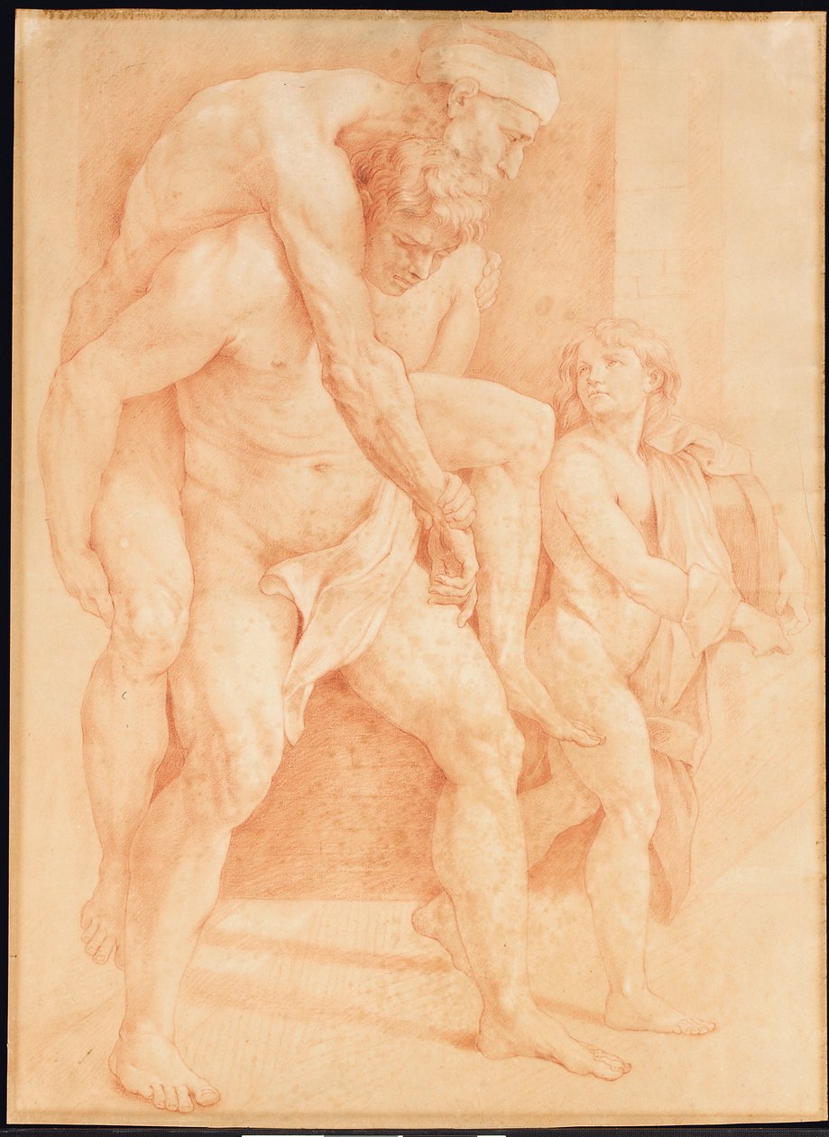 Ung mann redder faren sin, etter Raphael av French School