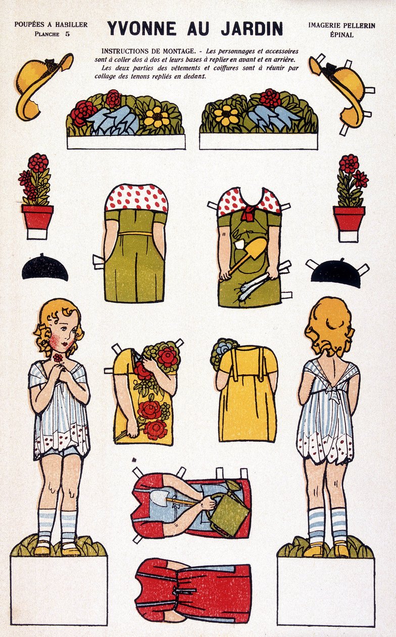 Yvonne i hagen: decoupage. 1800-tallet. av French School