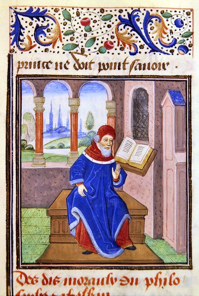 Zaqaquin, fra Histoire des Philosophes, sent på 1400-tallet (vellum) av French School