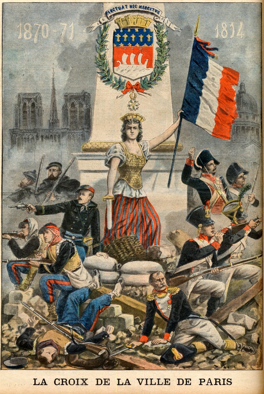 fluctuat nec mergitur - Cross of the town of Paris introduseres i Paris våpenskjold, illustrasjon fra den engelske avisen "Le Petit Journal" 5. mai av French School