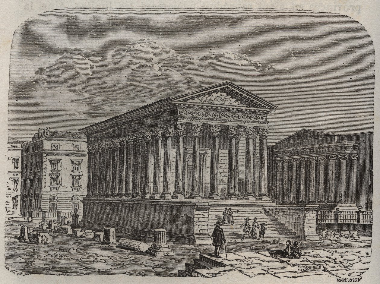 house Carree de Nimes - France, Languedoc-Roussillon, Gard - engraving in “” Histoire de France”” by Victor Duruy (1811-1894) - 1882 av French School