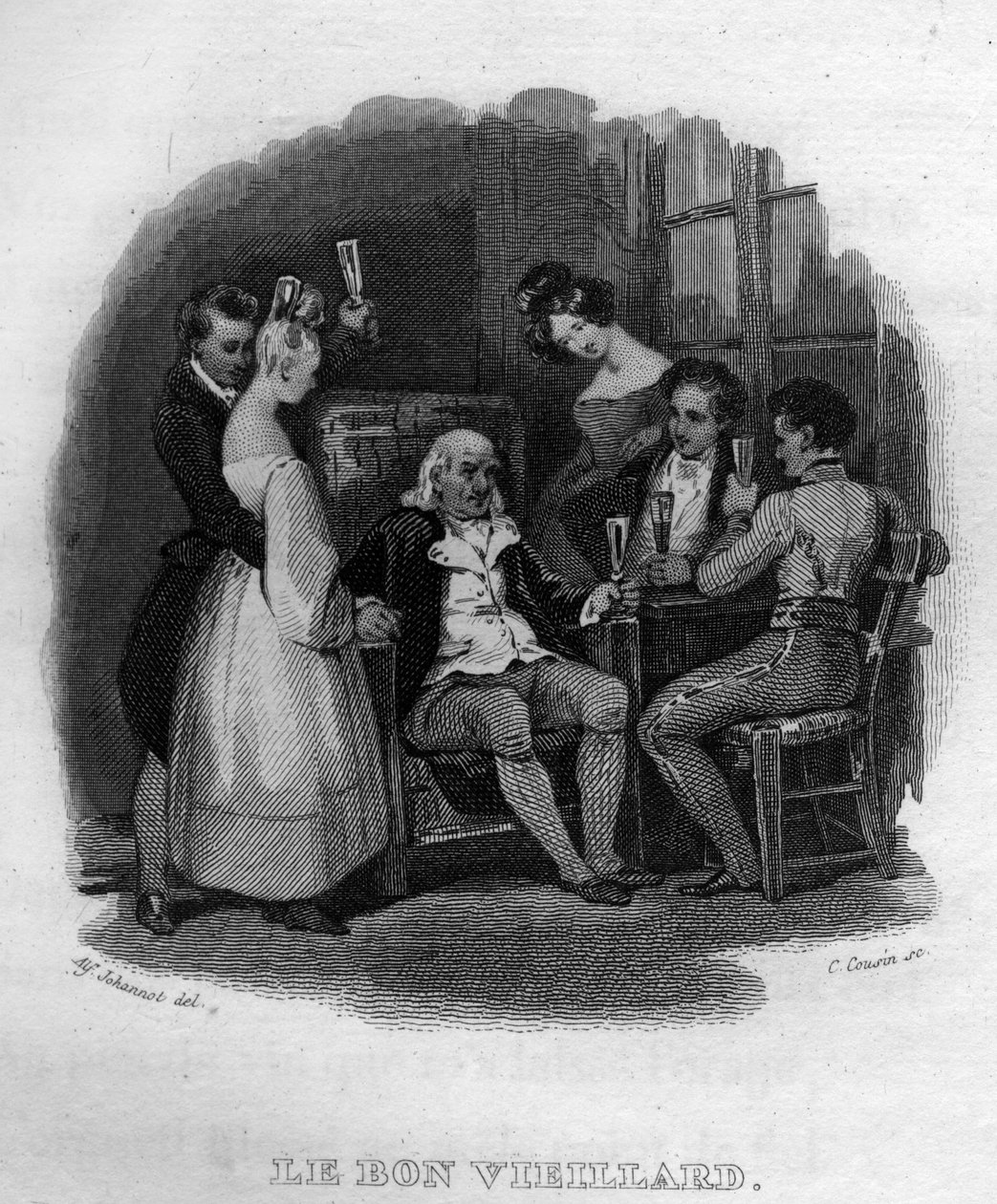 den gode gamle Chanson de Beranger i «» Oeuvres fullfører»» (1834) av Pierre Jean de Beranger (1780-1857), fransk poet og viseskriver. av French School
