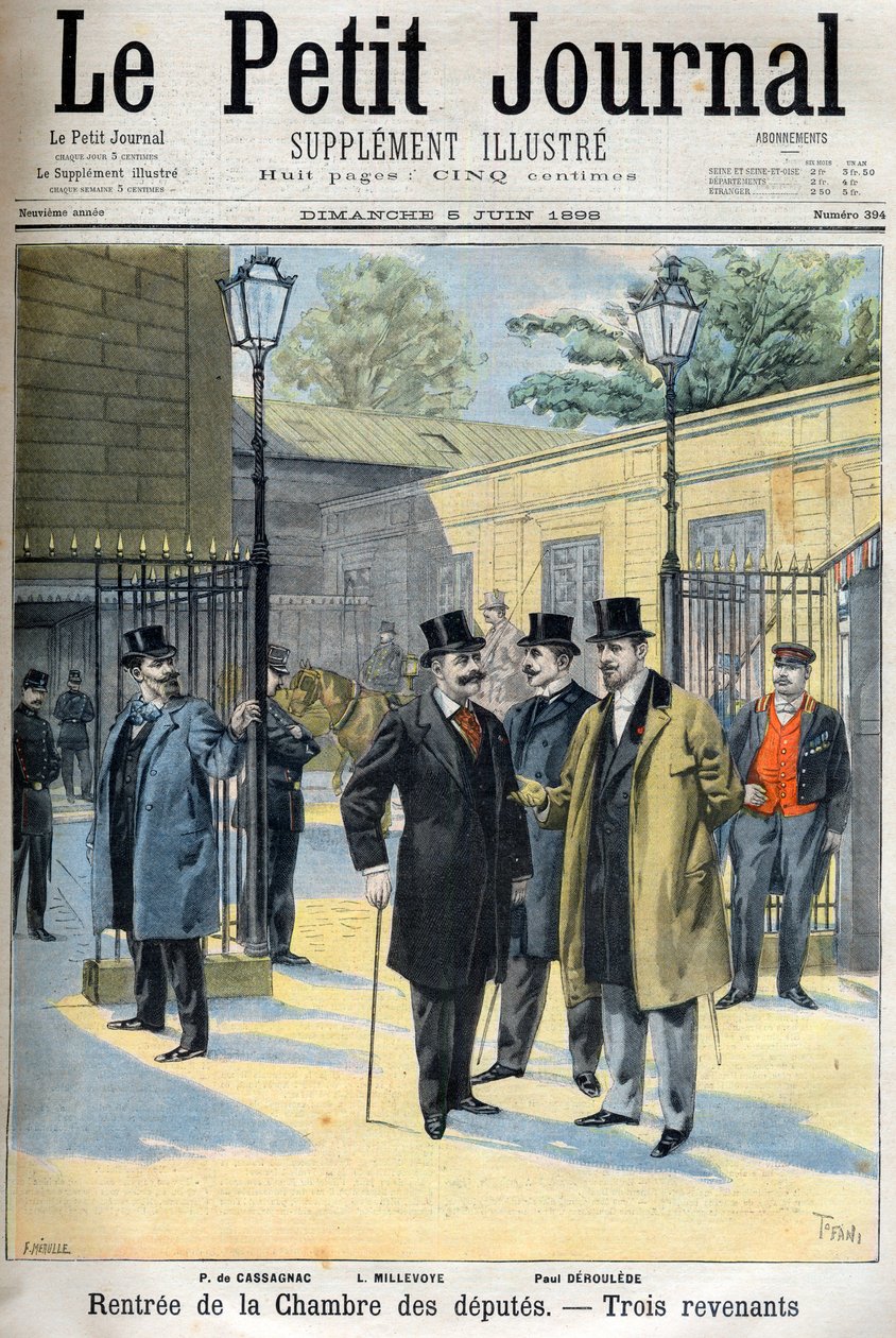 gjenåpning av deputertkammeret, illustrasjon i "Le Petit Journal" 5. juni av French School