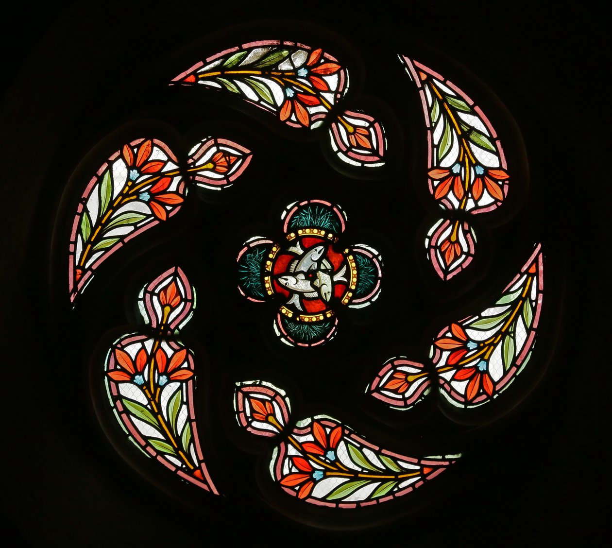 rosevindu i vestenden (farget glass) av French School