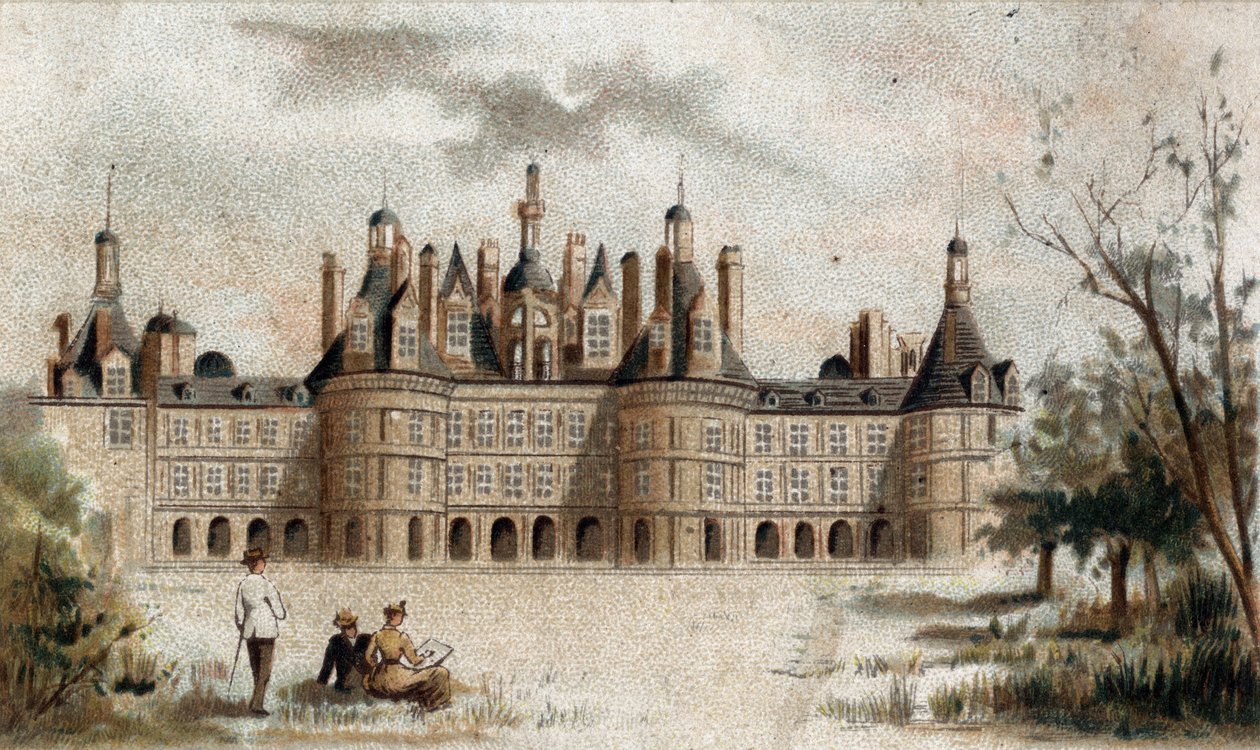 utsikt over Chateau de Chambord (Loir et Cher). av French School