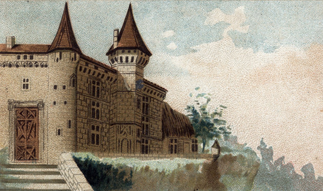 utsikt over Chateau de la Roche Lambert. av French School