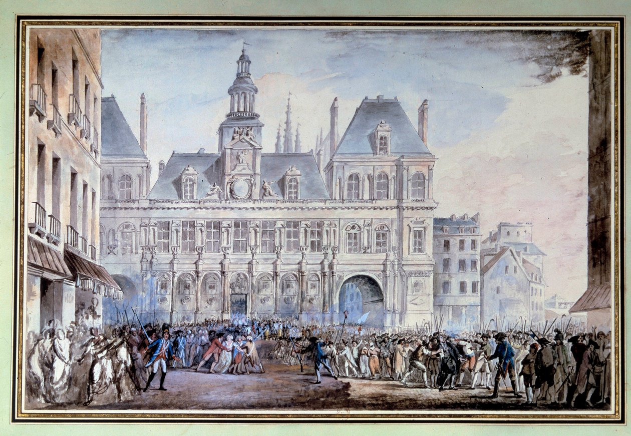 utsikt over Place de Greve den 14. juli 1789 Place de Greve i Paris (nåværende place de l