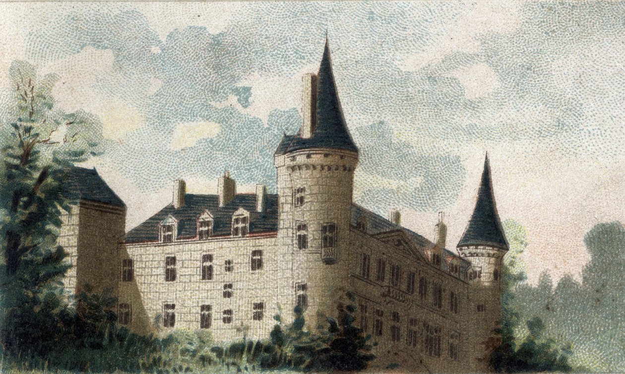 view of the castle of Bazoches (Nievre). av French School