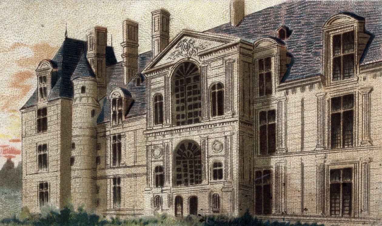 utsikt over slottet Egouen (Seine og Oise) av French School
