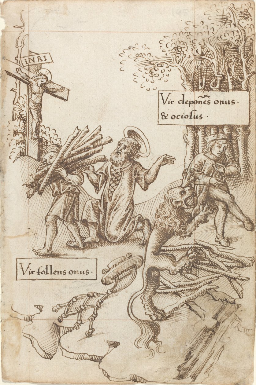 "Hjelp ham som tar opp byrden sin, ikke ham som legger den ned" [fol. 31 recto] av French early 16th Century
