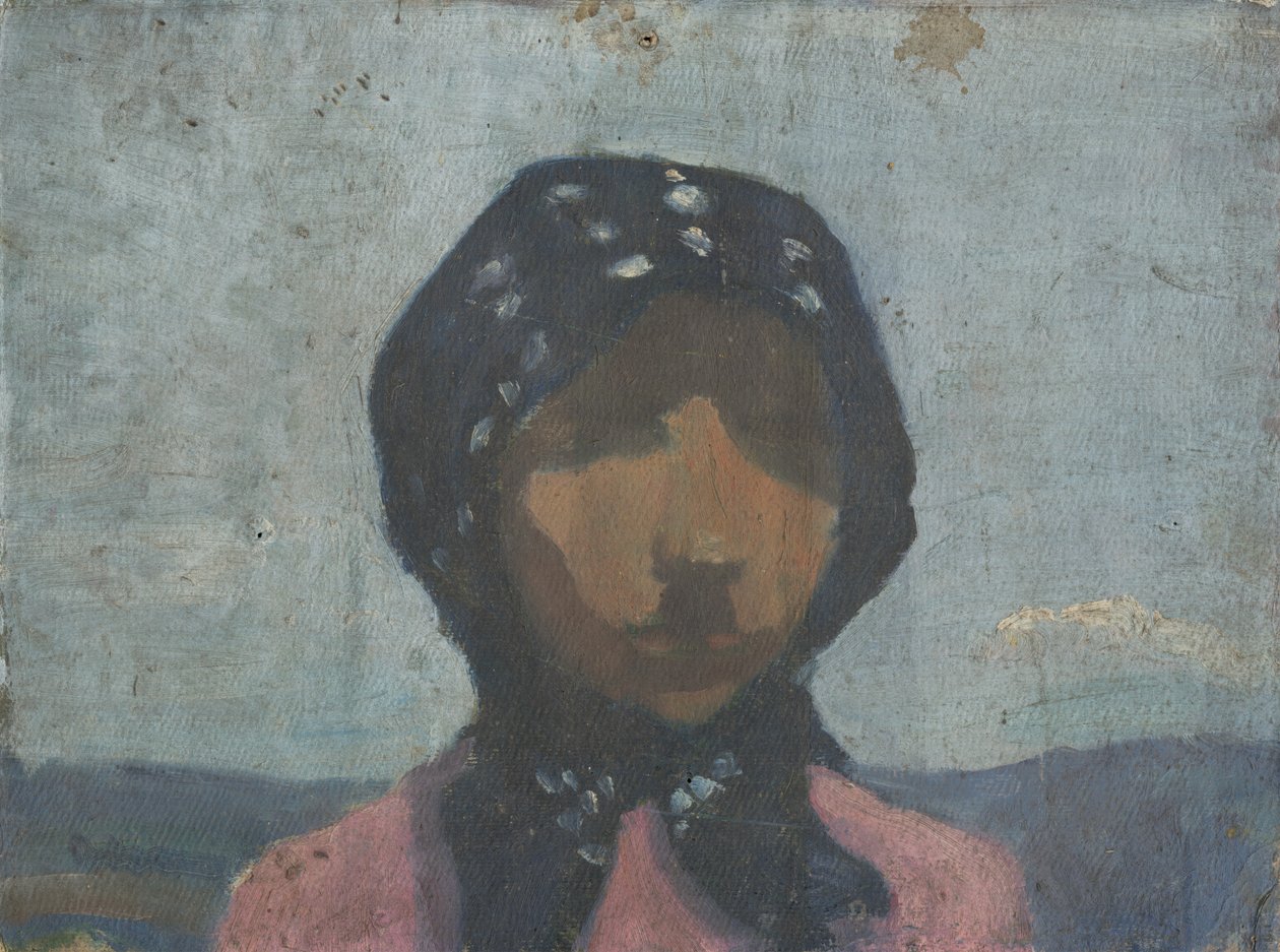 Studie av en bonde i et svart flekkete skjerf av Frida Konstantin