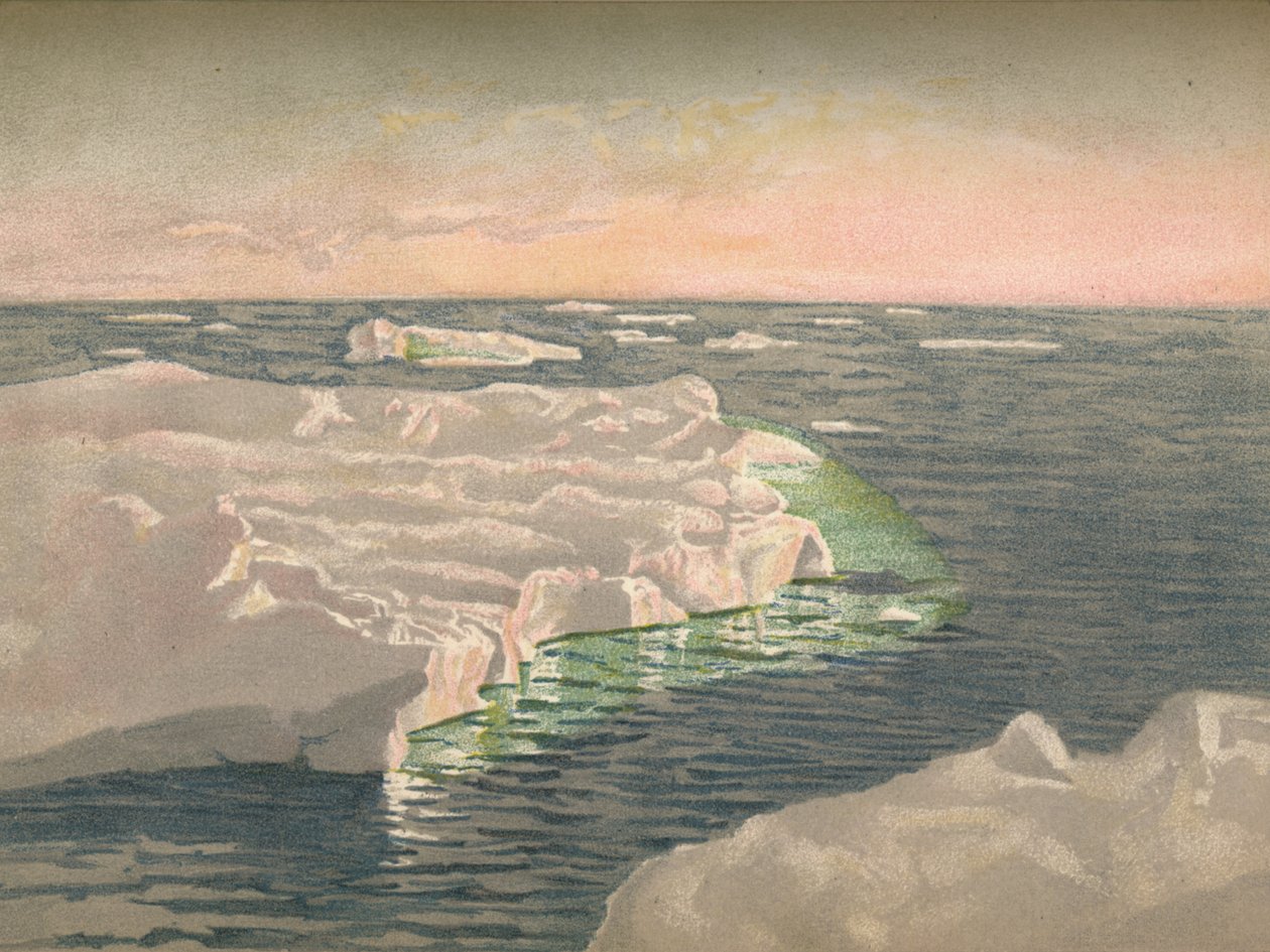 Ved solnedgang, 22. september 1893. Vannfargeskisse, 1893, 1897 av Fridtjof Nansen
