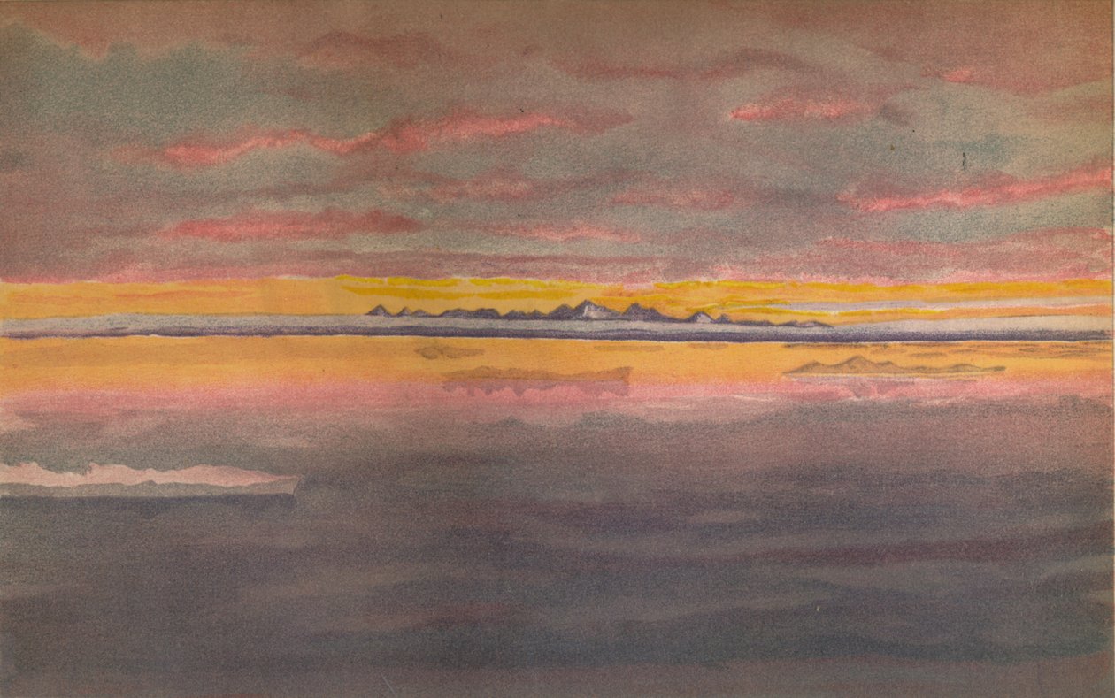 Solnedgang utenfor nordkysten av Asia, nord for munningen av Chatanga, 1893, 1897 av Fridtjof Nansen