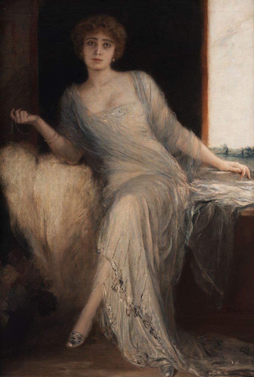 Portrett av en sittende dame av Friedrich August von Kaulbach