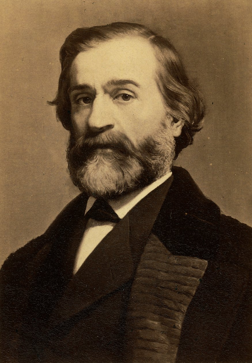 Portrett av komponisten Giuseppe Verdi, ca. 1870 (gelatinsølvtrykk) av Friedrich Bruckmann Verlag