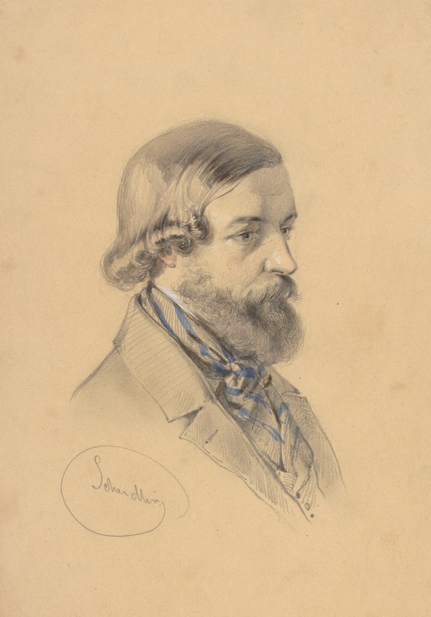 Studie av en skjegg mann av Friedrich Carl von Scheidlin