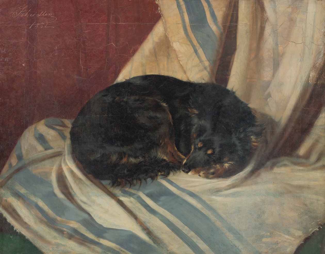 Studie av en hund som ligger av Friedrich Carl von Scheidlin