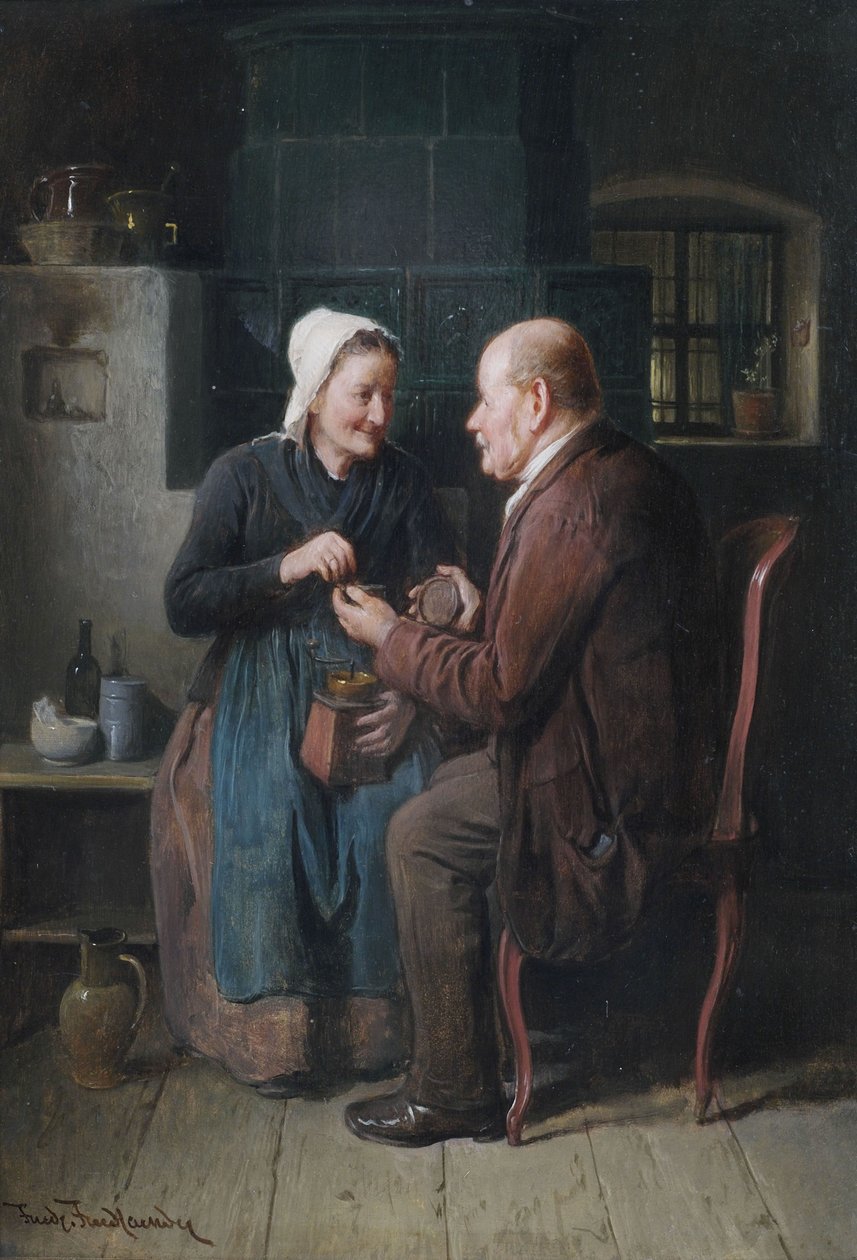 Seniorpar i kjøkkeninteriør av Friedrich Friedlander