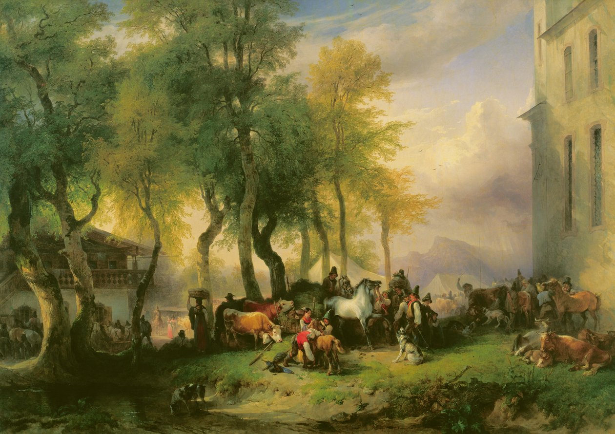 Storfemarked på Mariasletten, 1837 av Friedrich Gauermann
