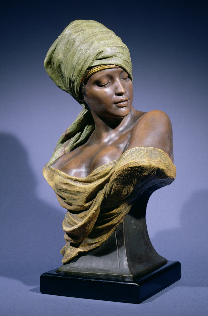 Nubian Girl (håndmalt terrakotta) av Friedrich Goldscheider