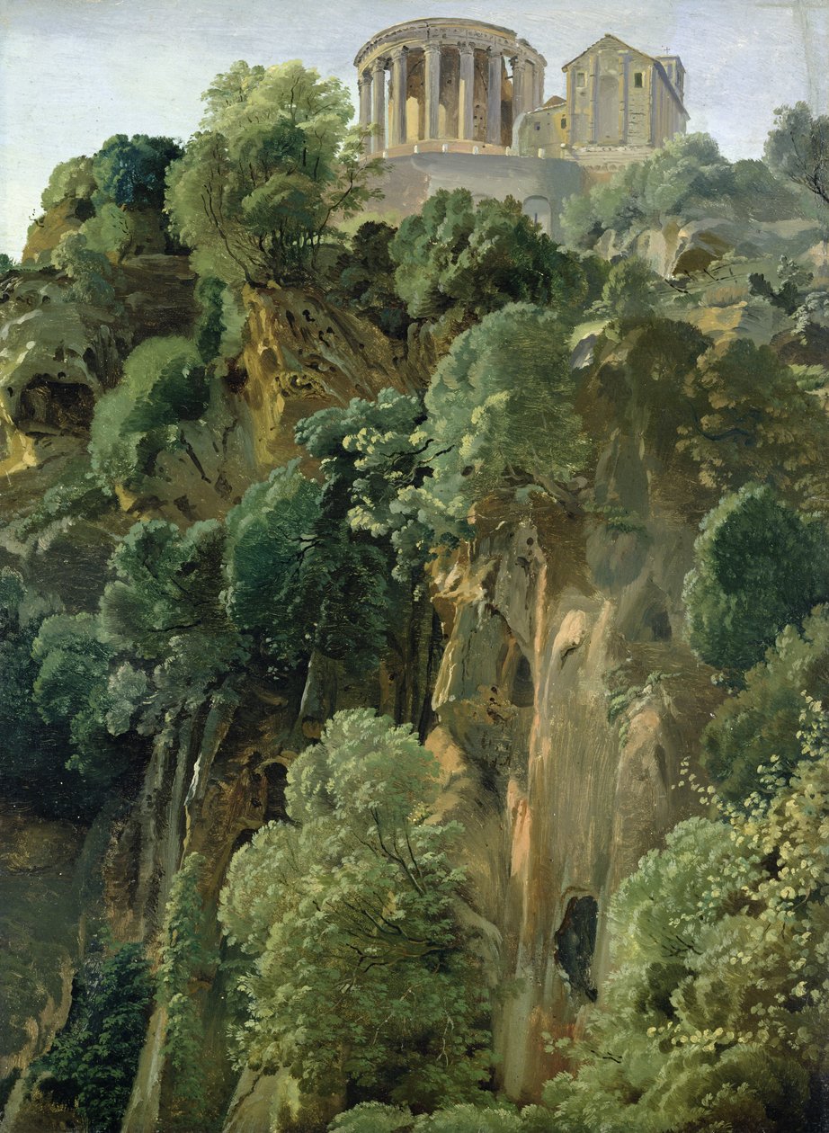 Vesta-tempelet og sibyllene i Tivoli, 1834 (olje på papir om bord) av Friedrich Nerly