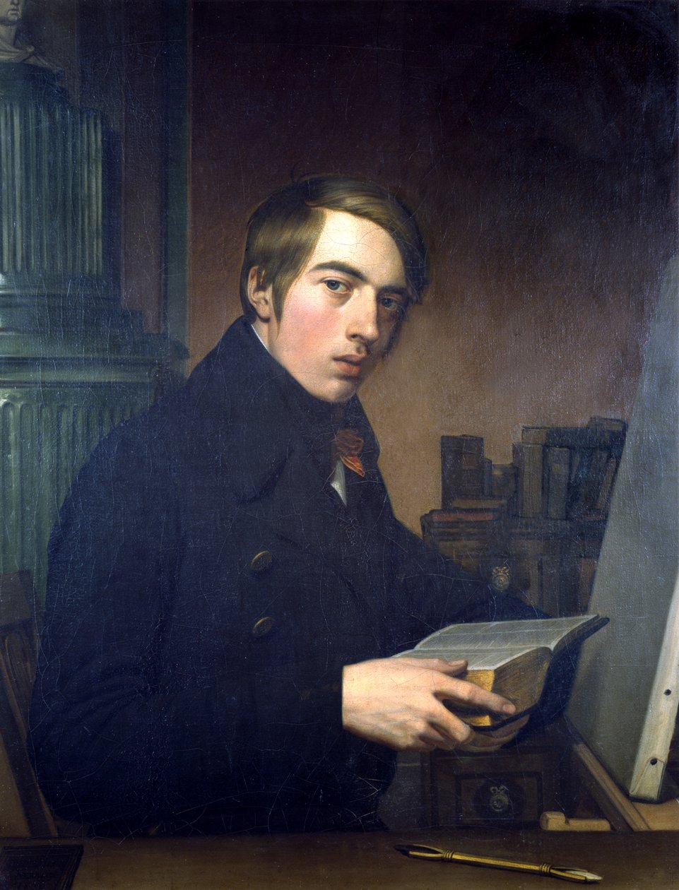 Selvportrett fra høyre med bibel av Friedrich Overbeck
