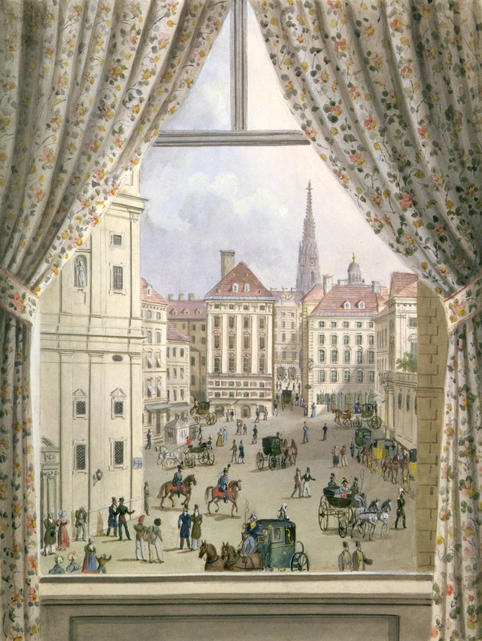 Utsikt over Freyung, Wien, 1825 av Friedrich Wigand