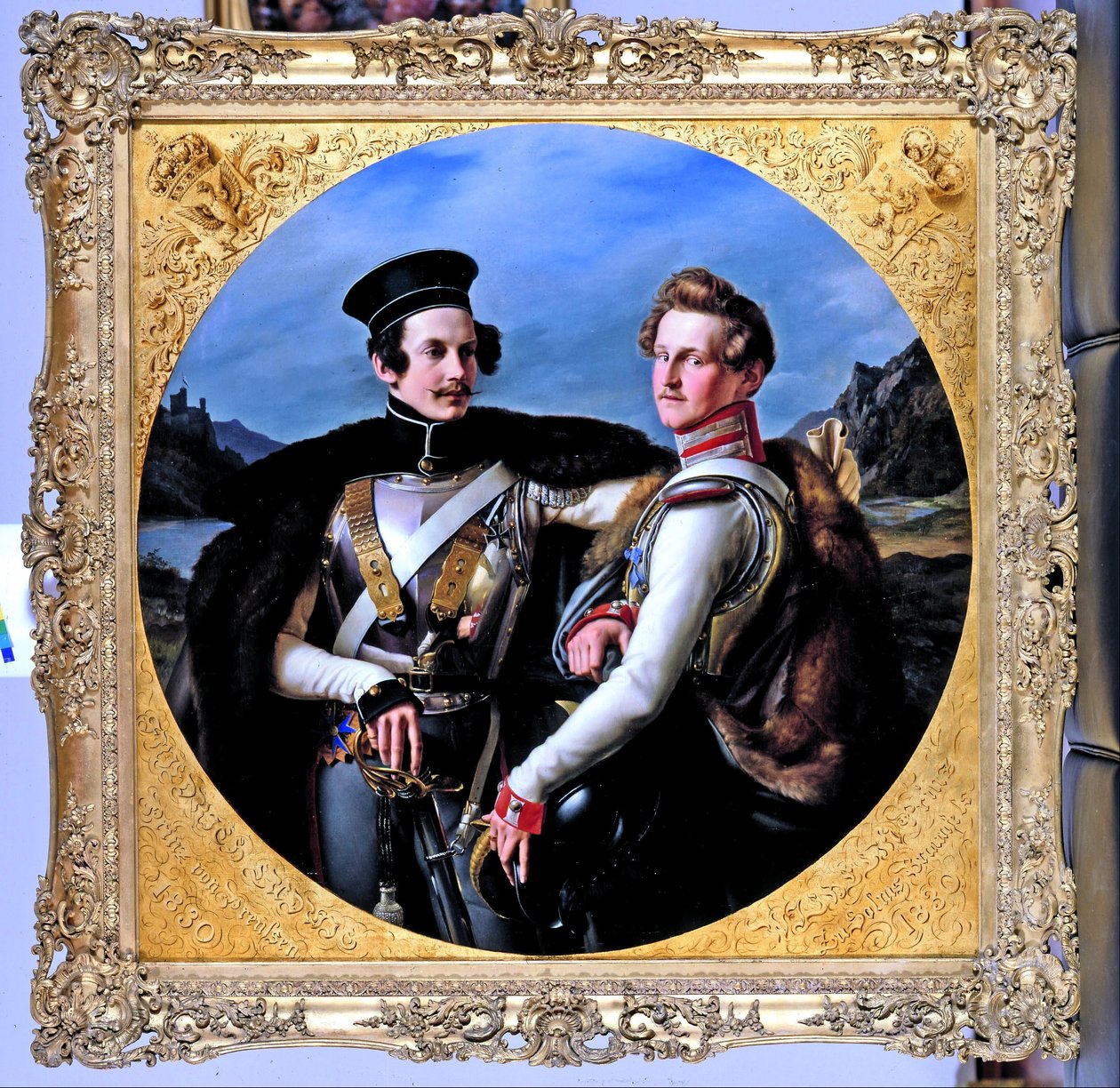 Dobbeltportrett av prinsene Friedrich Wilhelm av Preussen og Wilhelm zu Solms-Braunfels i en Cuirassiers-uniform av Friedrich Wilhelm von Schadow