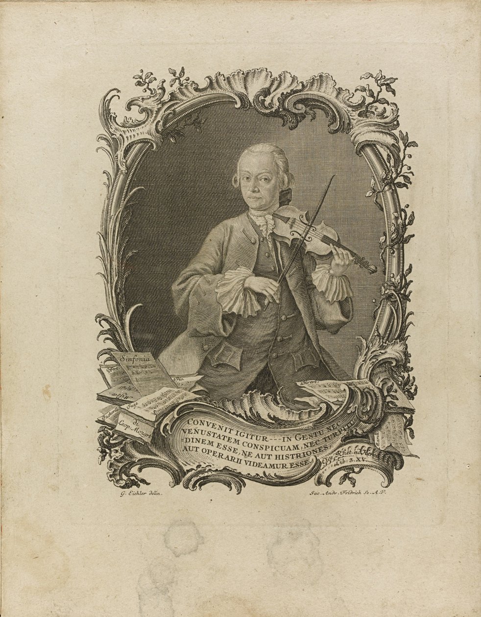 Leopold Mozart. Frontispice av forsøket på en grundig fiolinlærer, 1756 av Friedrich
