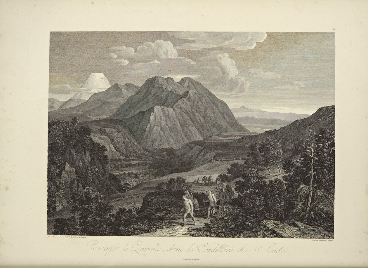 Passasje av Quindiu, i Cordillera of the Andes, tegnet av Koch, illustrasjon fra 