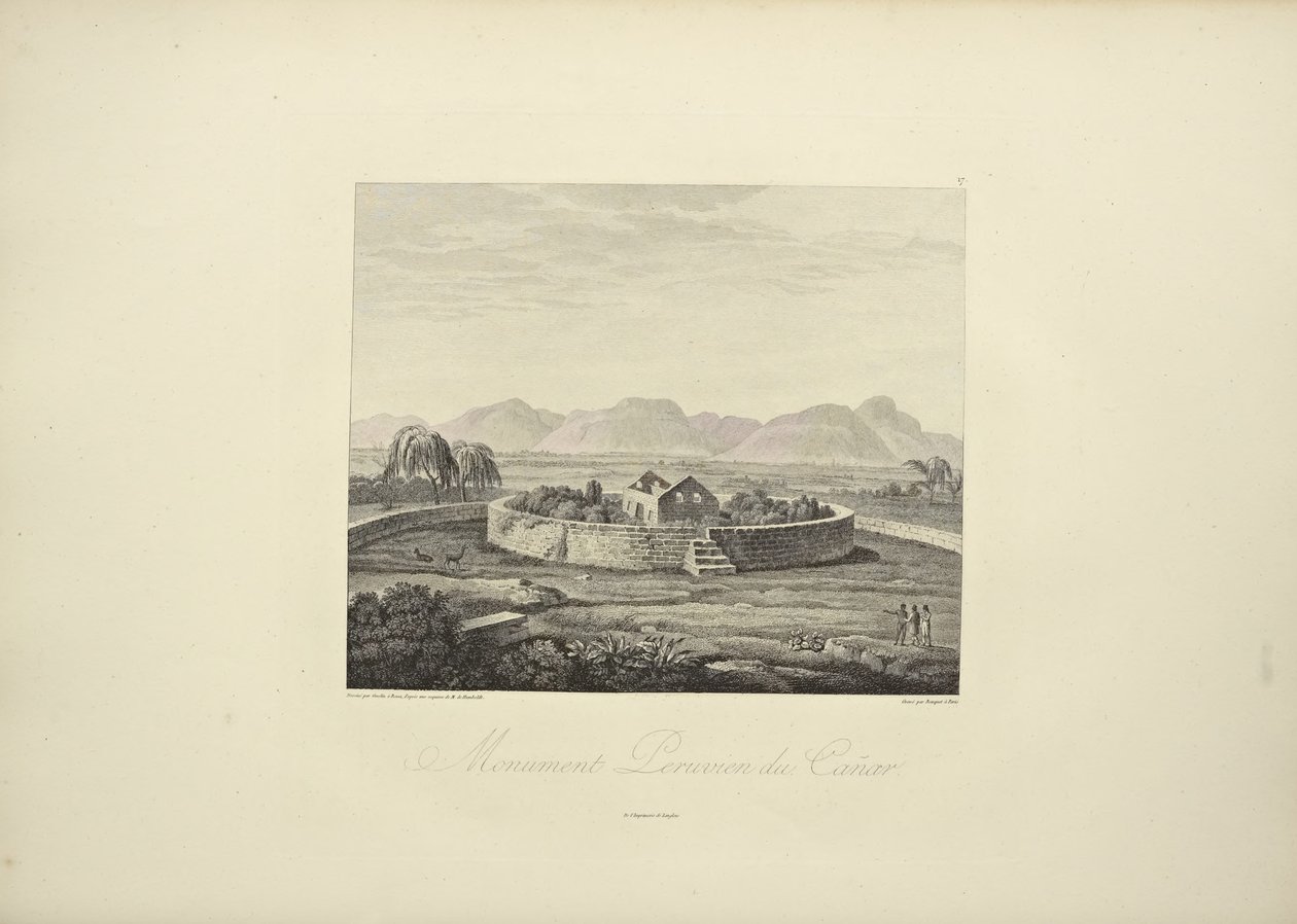 Peruansk monument på Canar, tegnet av Gmelin, gravert av Bouquet, illustrasjon fra 