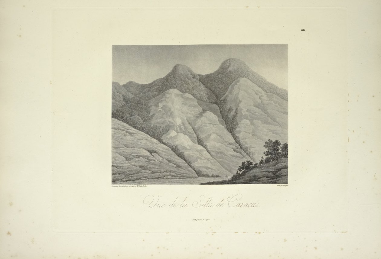 Utsikt over Silla de Caracas, tegnet av Marchais, gravert av Bouquet, illustrasjon fra 