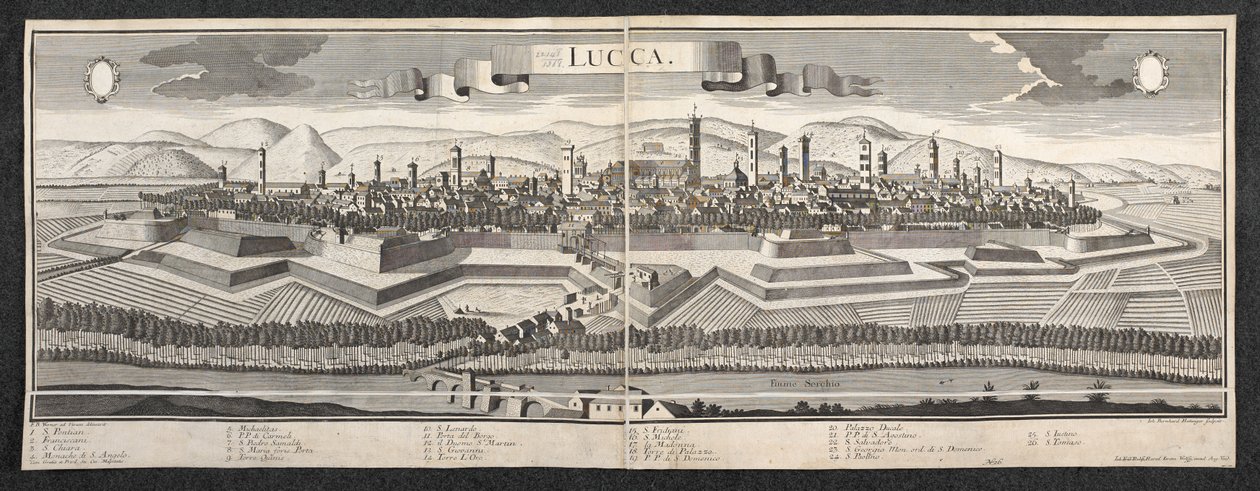 Utsikt over Lucca av Friedrich Bernhard Werner