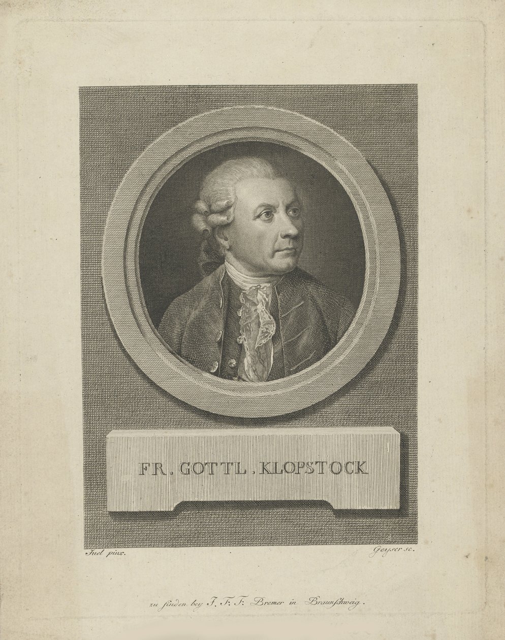 Portrett av Friedrich Gottlieb Klopstock 1724-1803, ca. 1790. av Friedrich Christian Gottlieb Geyser