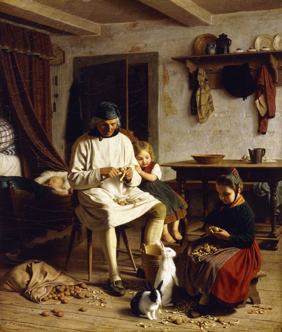 Familiearbeid, 1859 av Friedrich Edouard Meyerheim