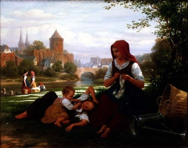 The Bleaching Ground, 1800-tallet av Friedrich Edouard Meyerheim
