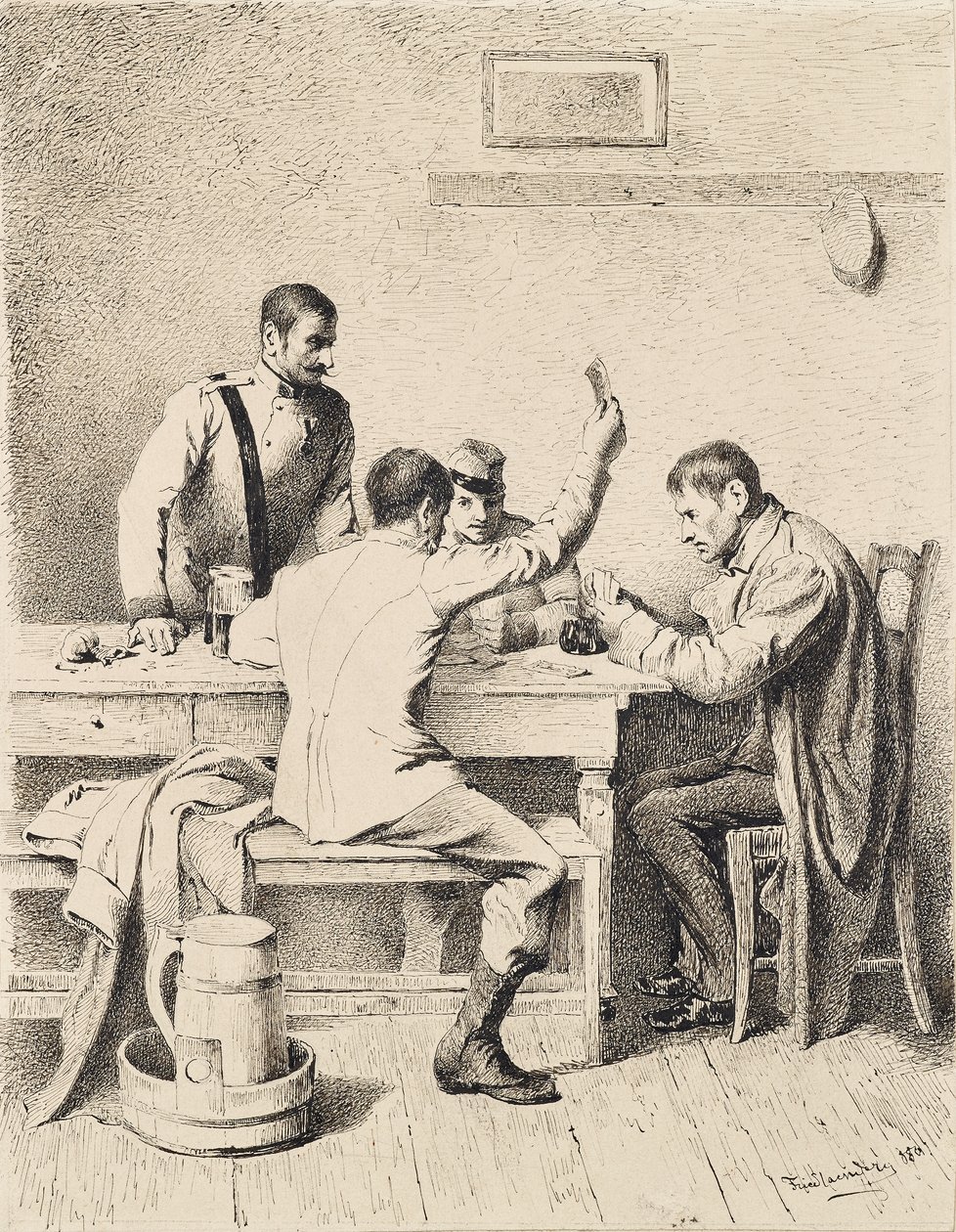 Soldater som spiller kort av Friedrich Friedländer Ritter von Malheim