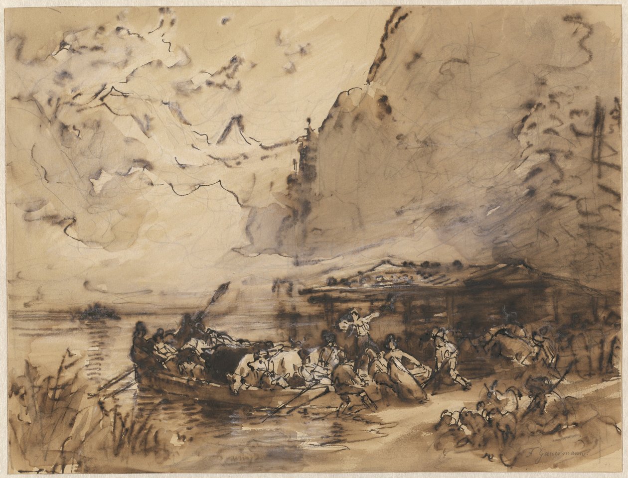 En ferge på Königsee av Friedrich Gauermann