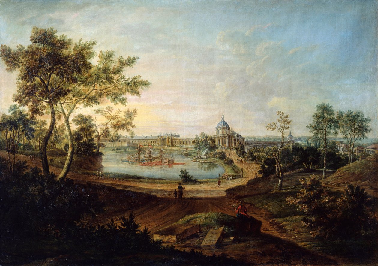 Utsikt over det store palasset i Oranienbaum, 1758. av Friedrich Hartmann Barisien