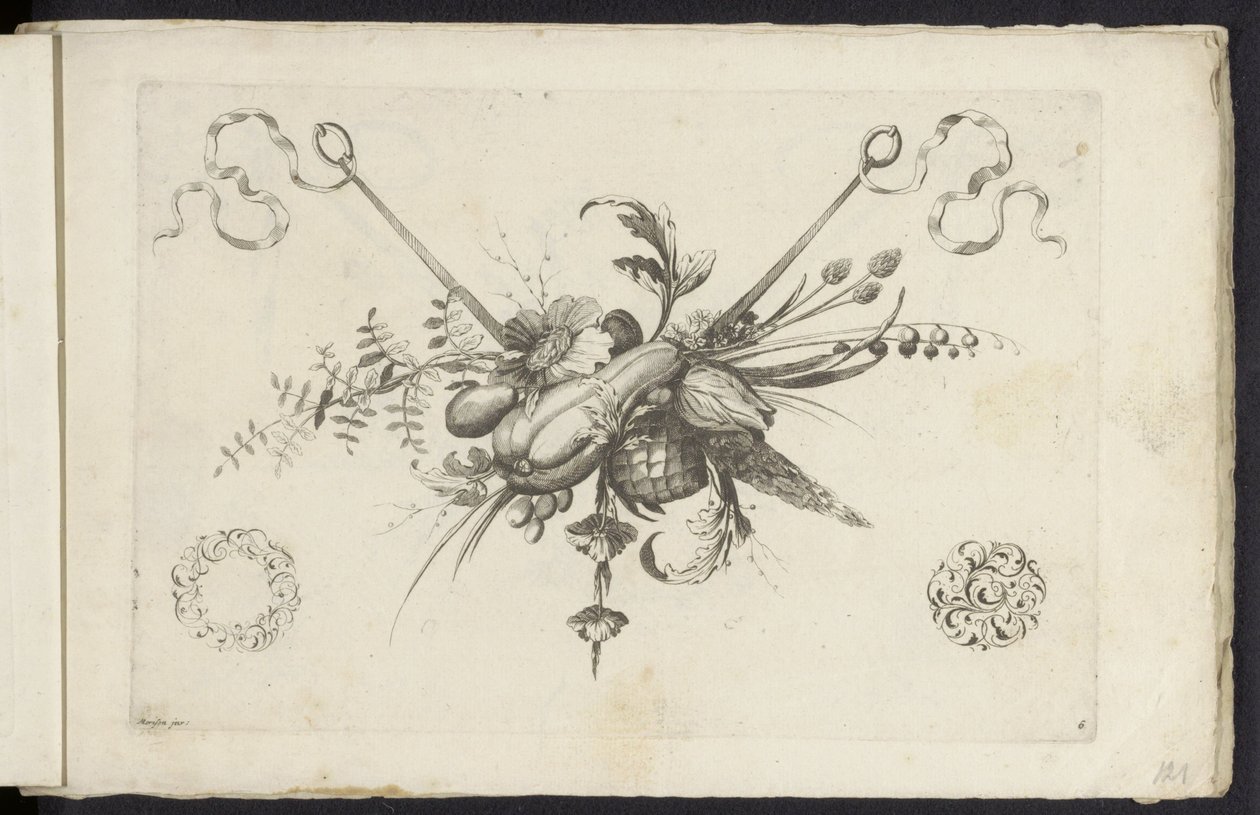 Festival med blomster, bladeren og vruchten Annen ny festong av blomster og frukt (serietittel) av Friedrich Jacob Morisson