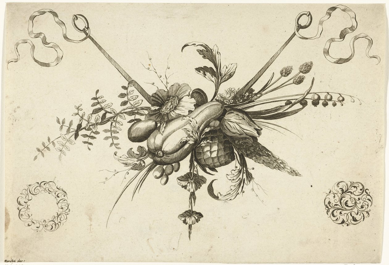 Festival med blomster, bladeren og vruchten Annen ny festong av blomster og frukt (serietittel) av Friedrich Jacob Morisson