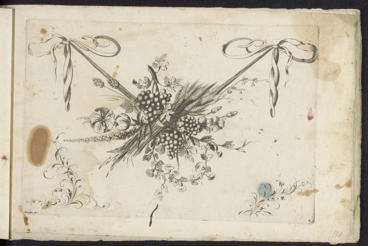 Festool van Bloemen, druiventros og korenaren Annen ny festong av blomster og frukt (serietittel) av Friedrich Jacob Morisson