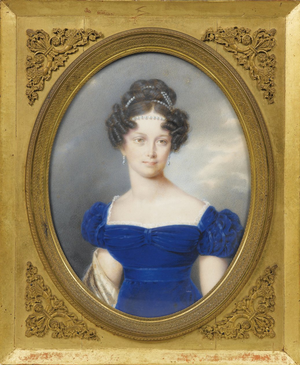 Prinsesse Henrietta av Nassau-Weilburg (1797-1829), kona til erkehertug Karl av Østerrike par Lieder, Friedrich Johan Gottlieb (1780-1859), - Akvarell, Gouache på papp, 21,2x16 - Privat samling av Friedrich Johann Gottlieb Lieder