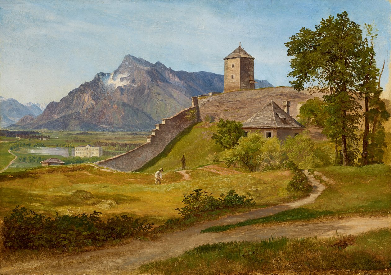 Militærvakthuset og Josefsturm på Mönchsberg i Salzburg av Friedrich Loos