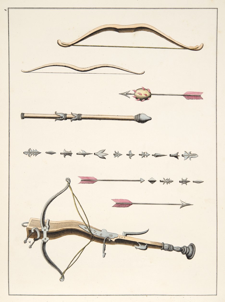 Piler og buer fra det 14.-15. århundre, plate fra 'A History of the Development and Customs of Chivalry', av Dr. Franz Kottenkamp, utgitt av Carl Hoffmann, 1842 av Friedrich Martin von Reibisch